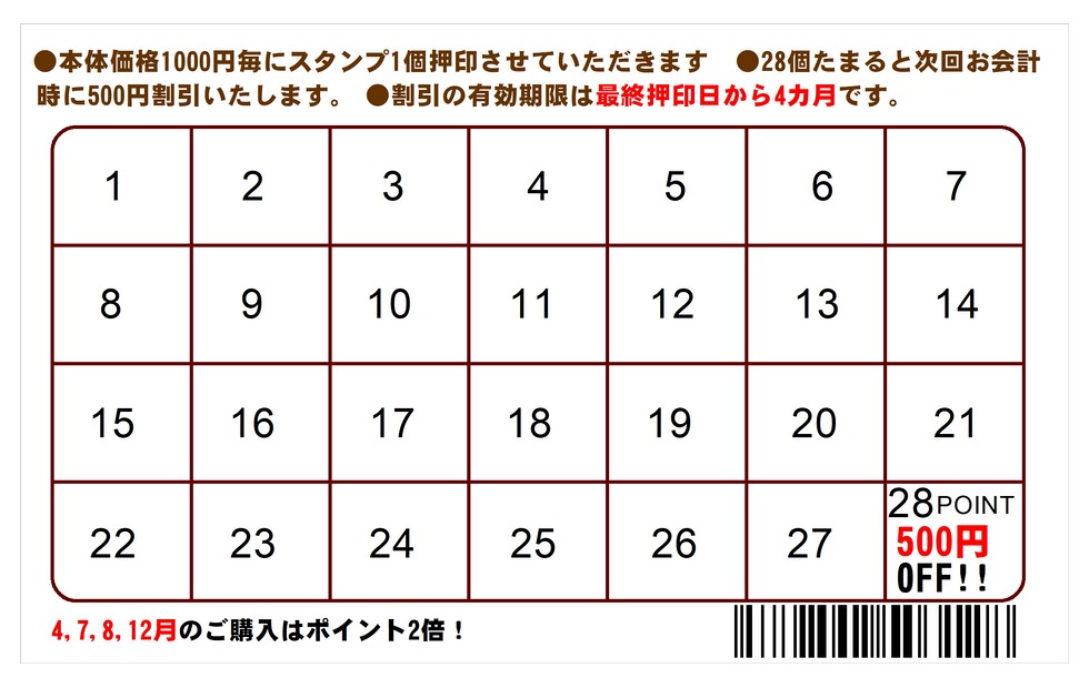 健康応援カード 裏面